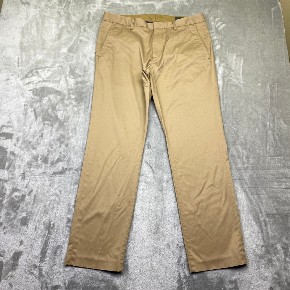BONOBOS‎ Mens Slim Fit Chinos Khaki Cotton Blend Pants Sz 33 Fits Preppy Career